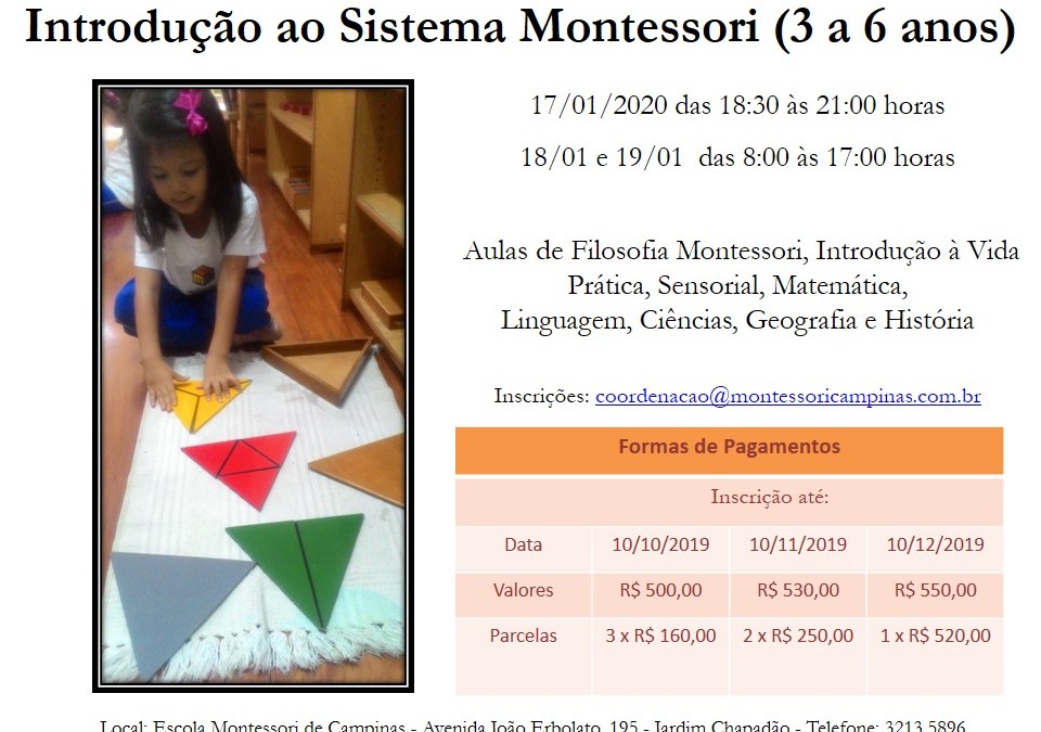 Curso de Introdução ao Montessori